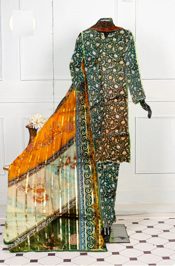 green floral with diamond dupatta